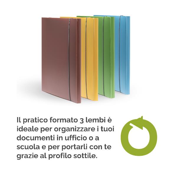 Cartella 3 lembi Holos azzurro in plastica riciclata 5