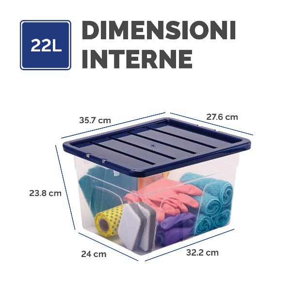 Scatola in plastica coperchio 22L 5