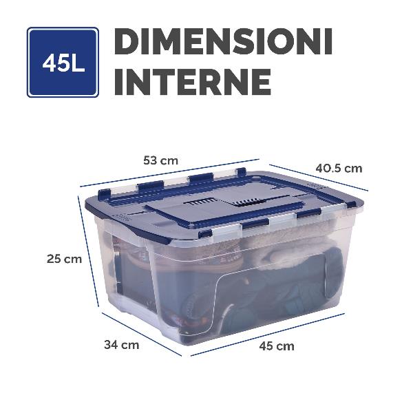 Scatola in plastica con cerniera 45L 2