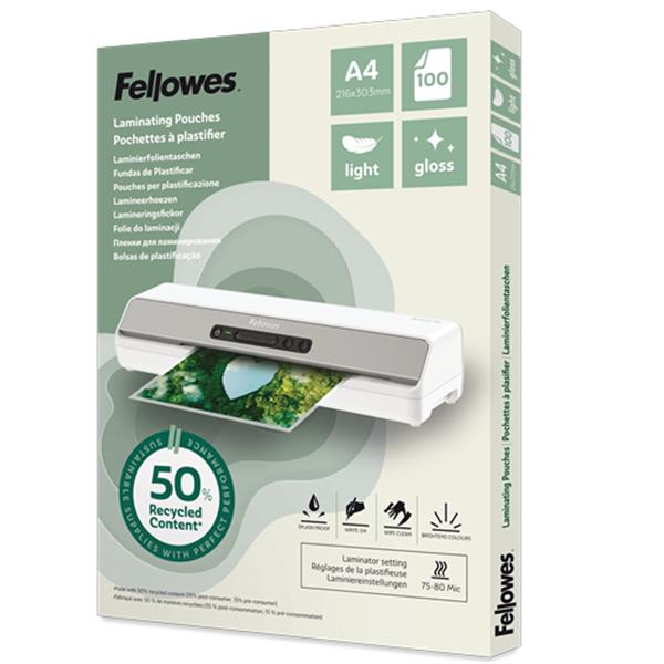 FELLOWES LEONARDI Pouche A4 riciclate 50% lucide 100p