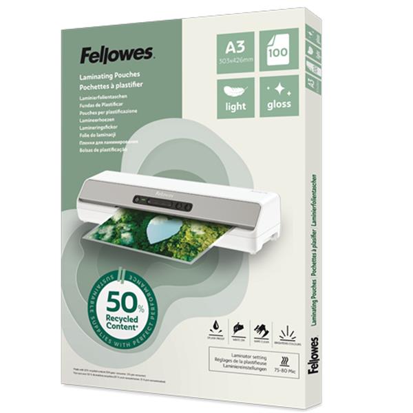 FELLOWES LEONARDI Pouche A3 riciclate 50% lucide 100p