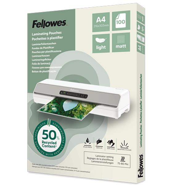 FELLOWES LEONARDI Pouche A4 riciclate 50% opache 100p