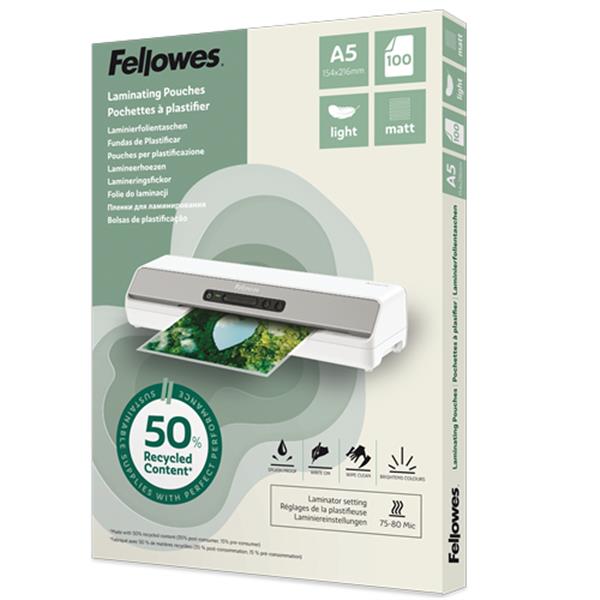 FELLOWES LEONARDI Pouche A5 riciclate 50% opache 100p