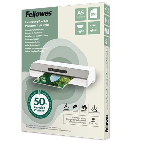 FELLOWES LEONARDI Pouche A5 riciclate 50% lucide 100p