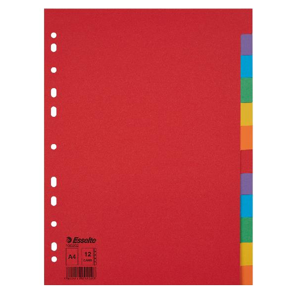 ESSELTE Intercalare cartoncino 12 tasti A4 (Conf.10)