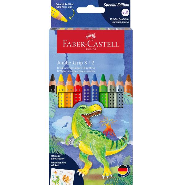 FABER CASTEL MATITE COLORATE JUMBO GRIP DINOSAURO + 2 JUMBO COLOUR GRIP METALLIC + ADESIVI DINOSAURO