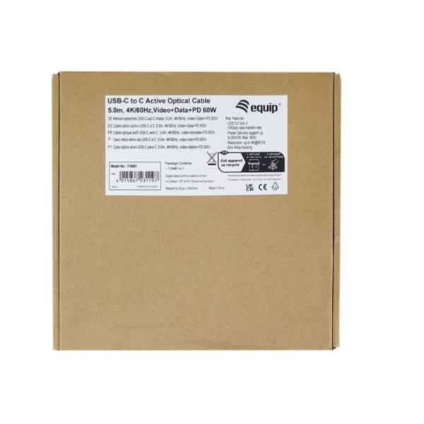 EQUIP - Cavo Ottico Attivo USB-C a C, PD 60W, 8K/60Hz, 10Gbps, Video+Dati+PD - 10m 9