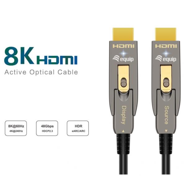 EQUIP - Cavo Ottico Attivo HDMI 2.1 Staccabile Tipo D + A, 8K/60Hz - 20m 4