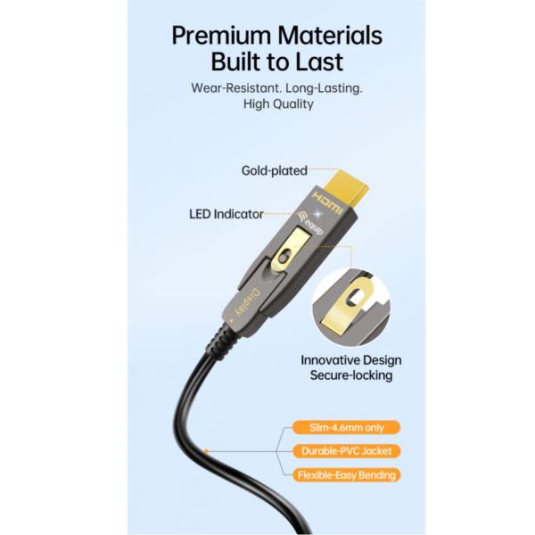 EQUIP - Cavo Ottico Attivo HDMI 2.1 Staccabile Tipo D + A, 8K/60Hz - 30m 2