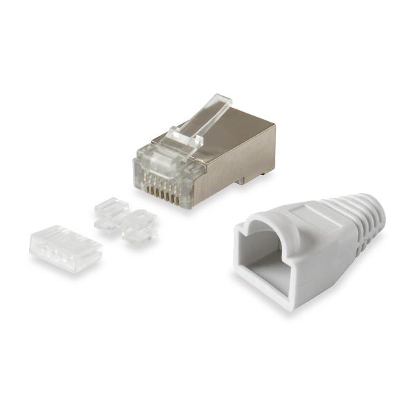 EQUIP EQUIP - SET PLUG RJ45 CAT.6 SCHERMATO per cavi rotondi, Confez. 100pz