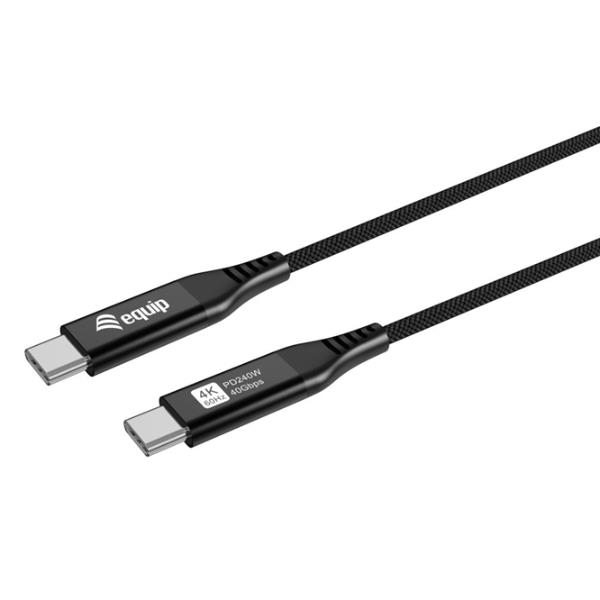 EQUIP - CAVO USB4 ultrasottile, da USB-C M a USB-C M, 40 Gbps, PD 3.1 240 W, 8K/60 Hz, compatibile con Thunderbolt 3/4, 1.2m 8