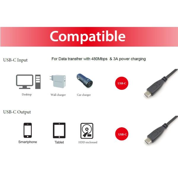 EQUIP - CAVO USB 2.0 da C a C, M/M, PD 60W - 0.5M 5