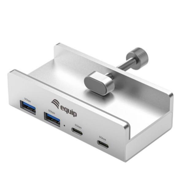 EQUIP EQUIP - HUB USB 4-PORTE con morsetto, 5 Gbps