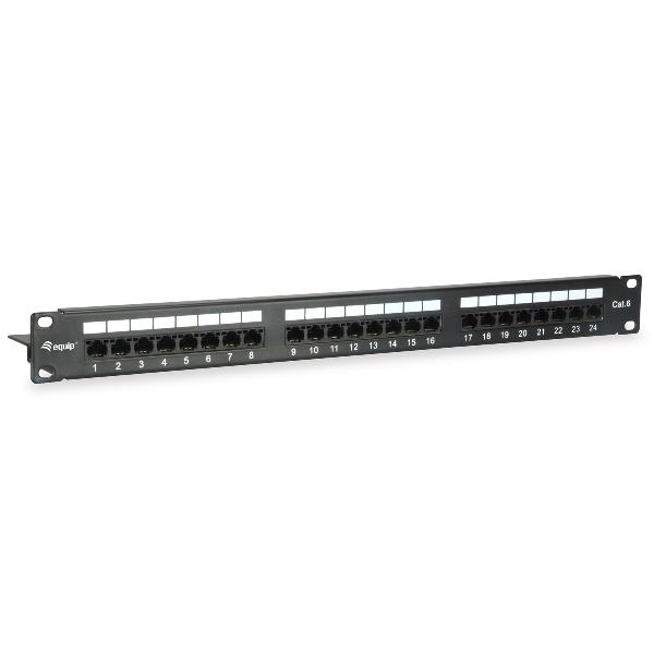 EQUIP EQUIP - PATCH PANEL 24-PORTE CAT.6 NON SCHERMATO 19" 1U, Nero
