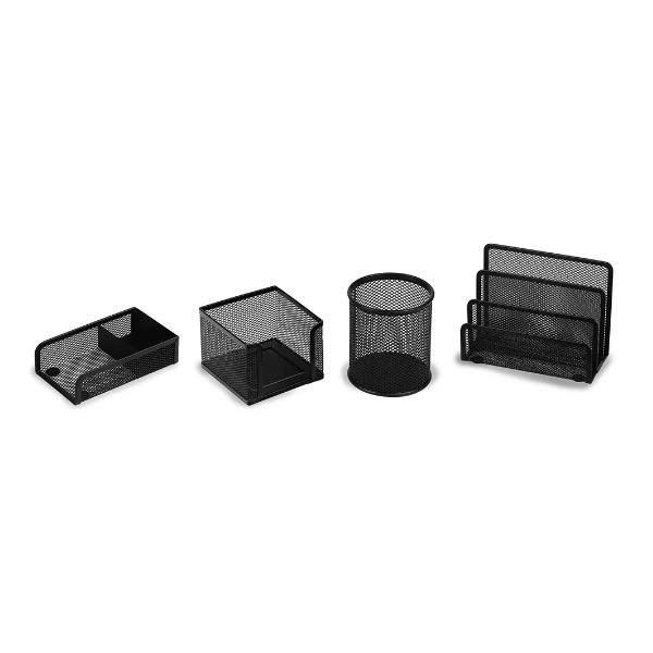LEBEZ SPA SET SCRIVANIA IN RETE METALLICA NERO