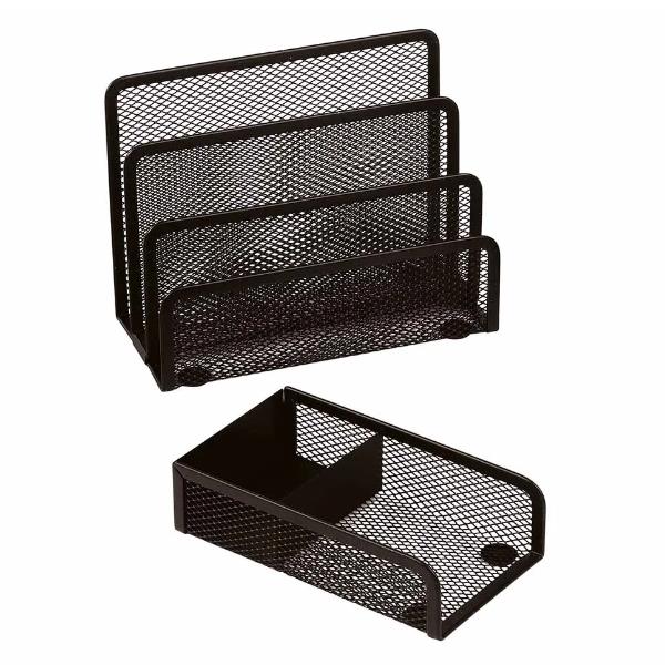 SET SCRIVANIA IN RETE METALLICA NERO 2