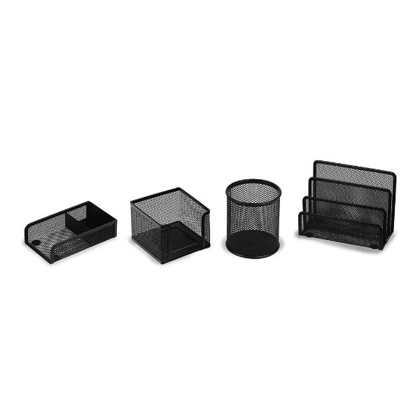 SET SCRIVANIA IN RETE METALLICA NERO 4