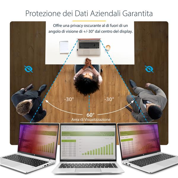 Filtro Privacy Oro per Monitor 15.6" 16:9, Schermo privacy reversibile, Privacy Screen Protector per PC, protezione/schermo rimovibile, +/- 30 gradi 14