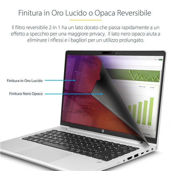 Filtro Privacy Oro per Monitor 15.6" 16:9, Schermo privacy reversibile, Privacy Screen Protector per PC, protezione/schermo rimovibile, +/- 30 gradi 4