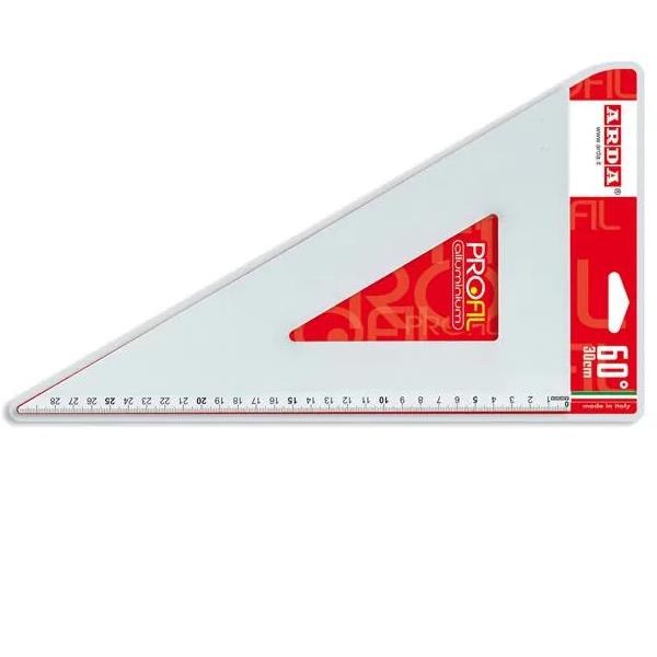 SQUADRA 60° DI 30 CM LINEA ALLUMINIO - MILLIMETRATA 2