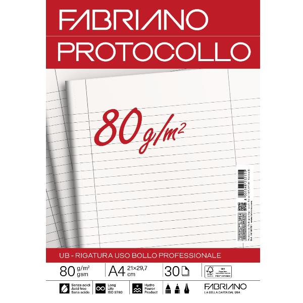FABRIANO CARTA PROTOCOLLO A4 80g - RIG USO BOLLO