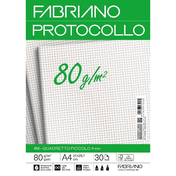 FABRIANO CARTA PROTOCOLLO A4 80g - RIG 4 MM