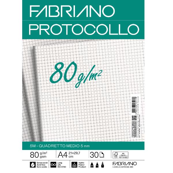 FABRIANO CARTA PROTOCOLLO A4 80g - RIG 5 MM