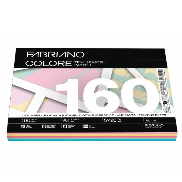 FABRIANO FABRIANO COLORE MIX TENUI - A4 160g 100 fogli
