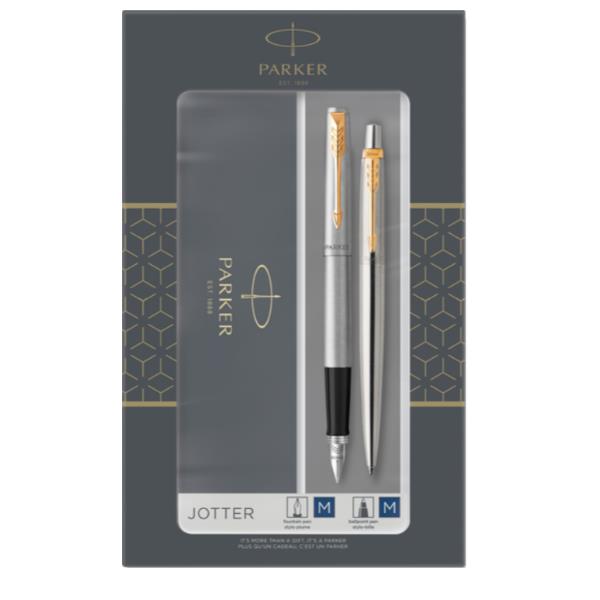 SET DUO PENNA SFERA + STILOGRAFICA JOTTER STAINLESS STEEL GT 2