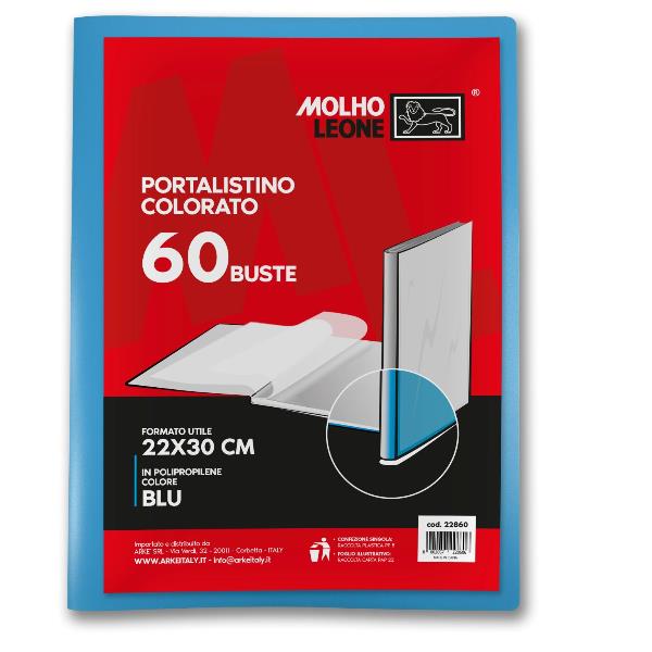 MOLHO LEONE Portalistino 60 buste azzurro A4 (conf.12)