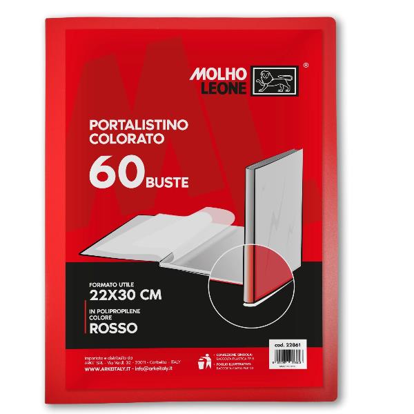 MOLHO LEONE Portalistino 60 buste rosso A4 (conf.12)