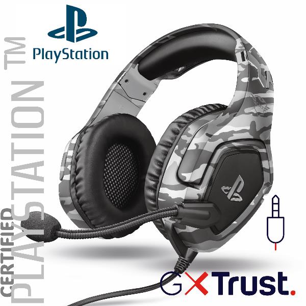TRUST CUFFIE GAMING CABLATE JACK 3,5MM PLAYSTATION® CERTIFICATE, DRIVER 50MM - TRUST GXT488 FORZE-G CAMOUFLAGE/GRIGIO
