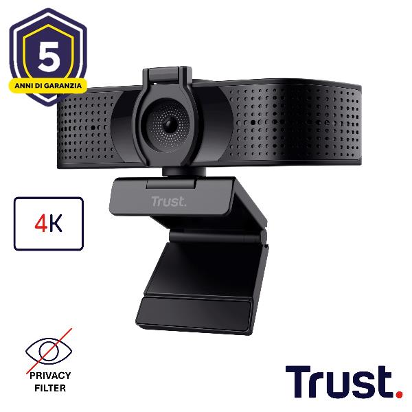 TRUST WEBCAM ULTRA HD 4K 3480X2160- FILTRO PRIVACY - TRUST TEZA - NERO