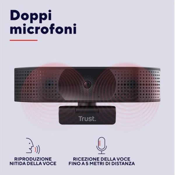 WEBCAM ULTRA HD 4K 3480X2160- FILTRO PRIVACY - TRUST TEZA - NERO 4