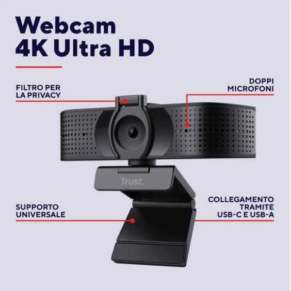 WEBCAM ULTRA HD 4K 3480X2160- FILTRO PRIVACY - TRUST TEZA - NERO 7