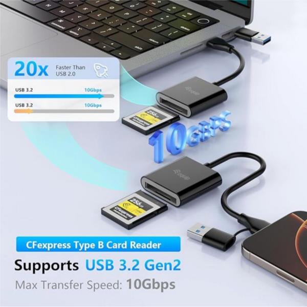 EQUIP - LETTORE DI SCHEDE CFexpress Tipo B, (USB-C + A), 10Gbps 3