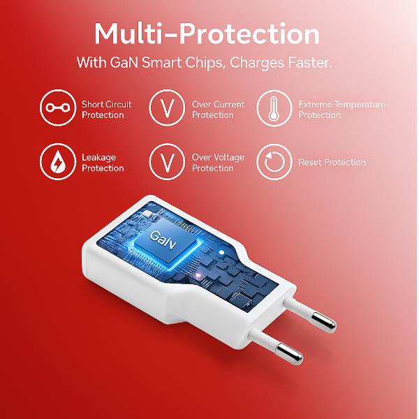 EQUIP - Caricabatterie GaN PD sottile USB a 2 porte da 20W, 1x USB-C + 1x USB-A 8