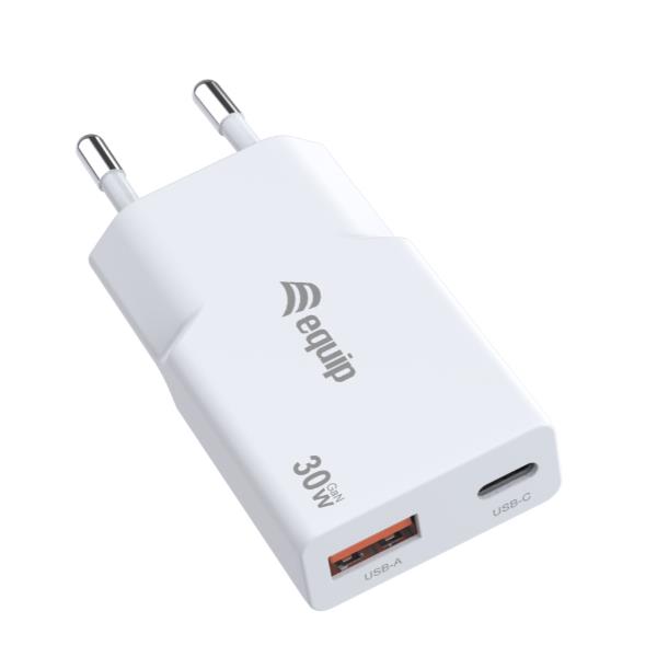 EQUIP EQUIP - Caricabatterie GaN PD sottile da 30W con 2 porte USB, 1x USB-C + 1x USB-A