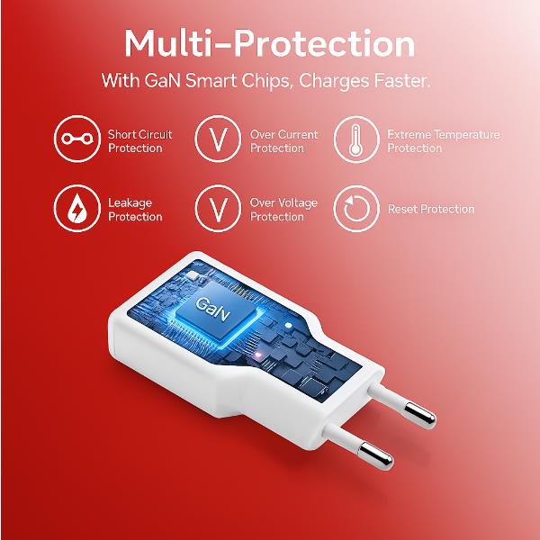 EQUIP - Caricabatterie GaN PD sottile da 20W con 1x USB & 1x USB-C 3