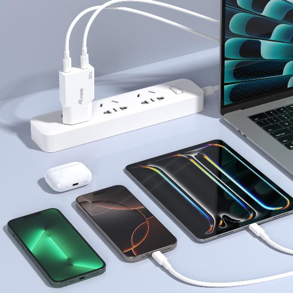 EQUIP - Caricabatterie GaN PD sottile da 20W con 1x USB & 1x USB-C 4