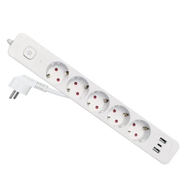 EQUIP EQUIP - MULTIPRESA 5-SCHUKO e con 3 USB (1C + 2A), tasto on/off, protezione bambini