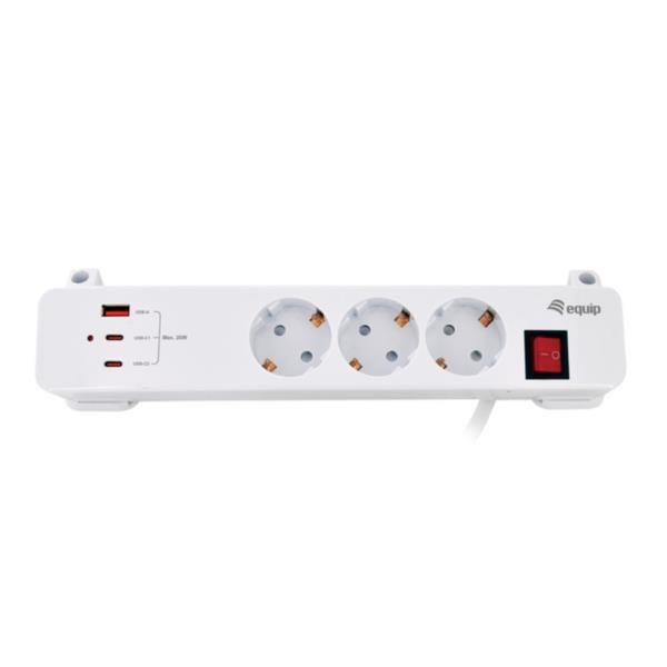 EQUIP EQUIP - MULTIPRESA a morsetto a 3 uscite con 3 USB (2C + 1A)