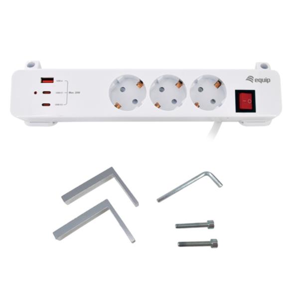 EQUIP - MULTIPRESA a morsetto a 3 uscite con 3 USB (2C + 1A) 3