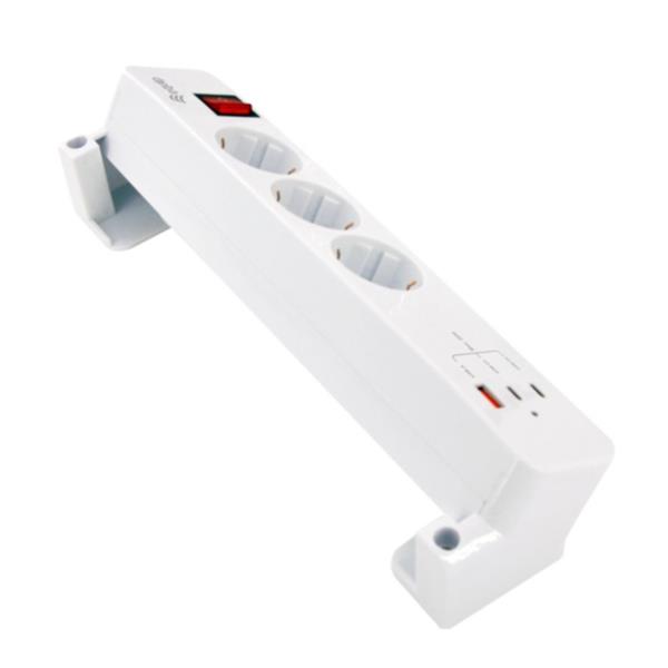 EQUIP - MULTIPRESA a morsetto a 3 uscite con 3 USB (2C + 1A) 6