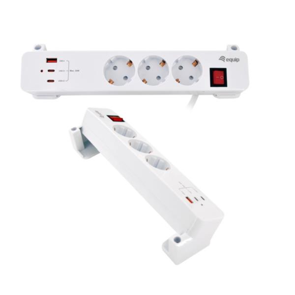 EQUIP - MULTIPRESA a morsetto a 3 uscite con 3 USB (2C + 1A) 7