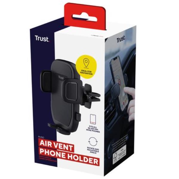 SUPPORTO/HOLDER PER TELEFONO CON MONTAGGIO ALLA VENTOLA DELL’ARIA - TRUST RUNO - NERO 2