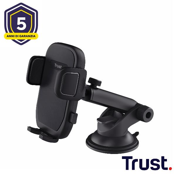TRUST SUPPORTO/HOLDER PER TELEFONO CON MONTAGGIO AL PARABREZZA - TRUST RUNO - NERO