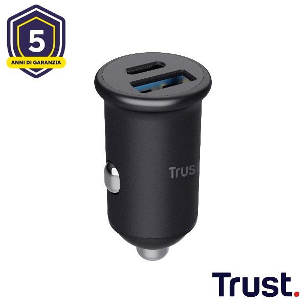 TRUST MAXO 38W PD CARICABATTERIA PER AUTO USB-C + USB-A