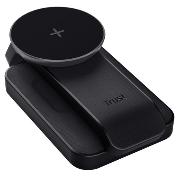 CARICABATTERIA WIRELESS MAGNETICO/MAGSAFE PER IPHONE APPLE WATCH AIRPODS STAND RICHIUDIBILE - TRUST VIRO 3-IN-1 - NERO 2