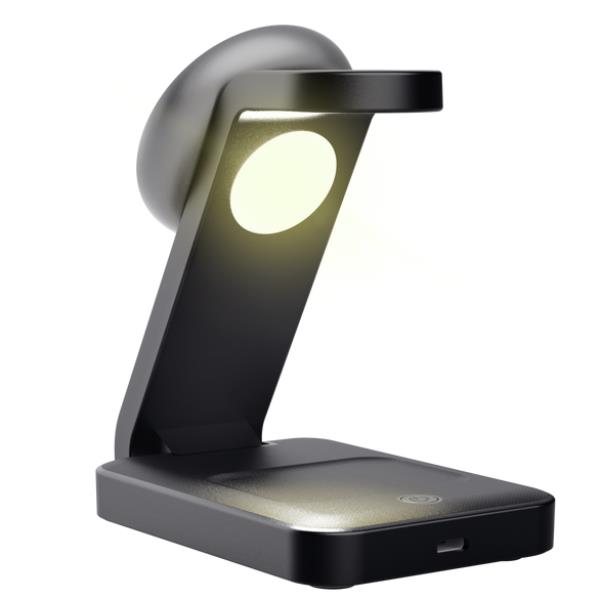 CARICABATTERIA WIRELESS MAGNETICO/MAGSAFE PER IPHONE APPLE WATCH AIRPODS STAND RICHIUDIBILE - TRUST VIRO 3-IN-1 - NERO 5